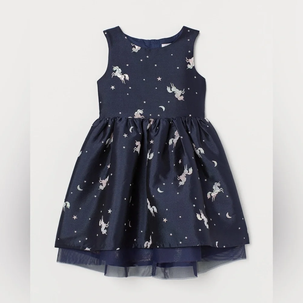 H&M Tulle Iridescent Navy Blue Dress | Size 4-5
